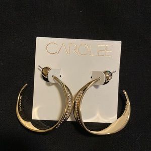 Carolee Gold Hoop Earrings with Rhinestones